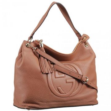 Women's Fashion Trends Gucci Soho Tassels Trimming GG Pattern Brown Leather Hobo Bag For Sale