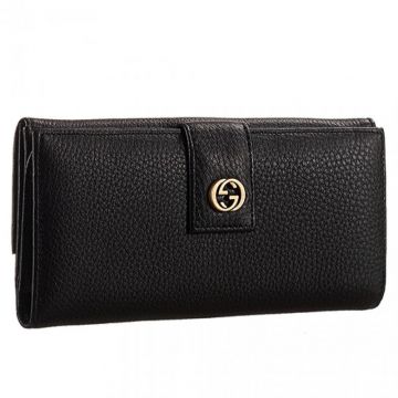 Gucci  Black Leather Marmont Pattern Flap-over Wallet GG Metal Hardware For Her UK 