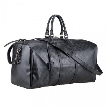 Gucci Knockoff Large Carry On Duffel Black Bag Double Zipper Closure & Lock Shoulder Belt Cool Unisex