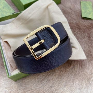 2022 New Gucci Dark Brown 4CM Grainy Leather Strap Silver/Golden Square Pin Buckle Belt For Men