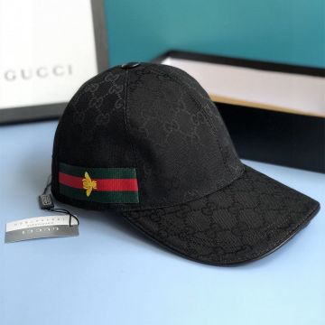 Top Sale Gucci Web Band Bee Embroidery Accessory GG Suprme Motif Unisex Pink/White/Black Canvas Baseball Cap