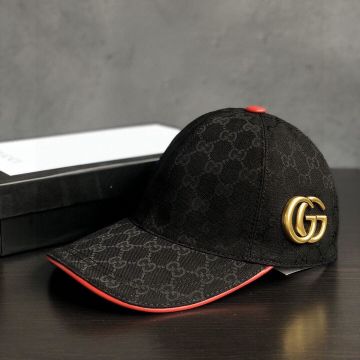Unisex Low Price Gucci Marmont Double G Brass Logo Leather Charm GG Supreme Beige/Black Canvas  Baseball Cap