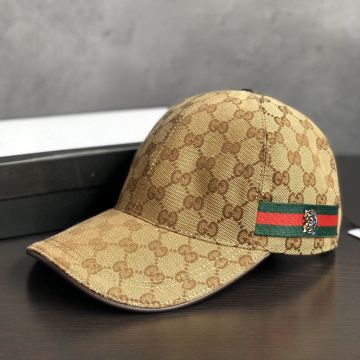 Repica Gucci GG Supreme Tiger Embroidery Red & Green Web Unisex Beige/Black Classic Canvas Baseball Cap Online