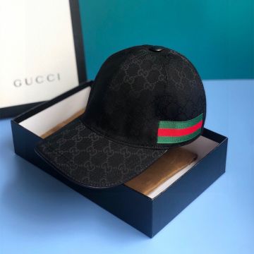 Hot Selling Gucci Red & Green Web Band Black Original GG Canvas Leather Trim  Baseball Cap For Male/Female 200035 KQWBG 1060