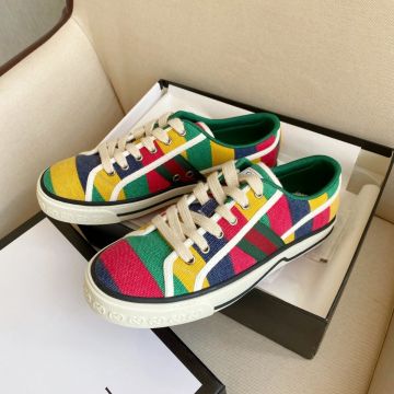 Low Price Gucci Tennis 1977 Low Top Lace UP Colorblock Canvas Casual Sneakers For Ladies Online