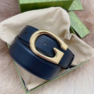 2022 Best Gucci 4.0CM Black Leather High End G Shiny Buckle Belt For Ladies Price List Online