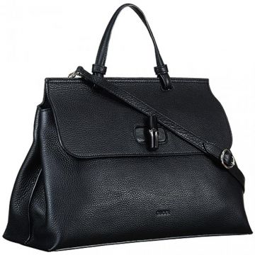 Hot Selling Black Leather Flap Turn Buckle Side Magnetic Buckle Bamboo Daily Bag—Imitated Gucci Handbag For women