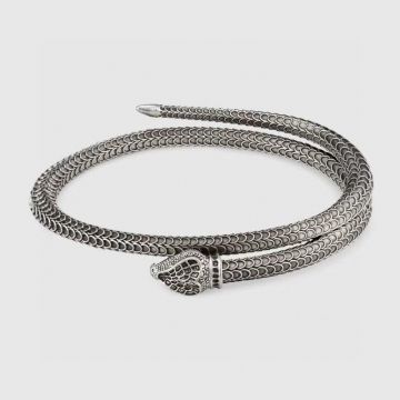 Gucci Garden Unique Style Scales Trimming Aged 925 Sterling Silver Snake Shaped Bracelet Men Bangle Fashion Jewellery 577283 J8400 0811