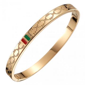 2022 Decent Gucci  Gold Icon Green And Red Web Details 6cm Dimension Bracelet Best Price