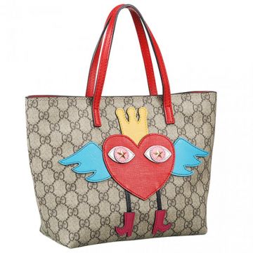 Gucci GG Supreme Heart Print Red Thin Handle Tote Shopping Bag Fashion Style USA Price