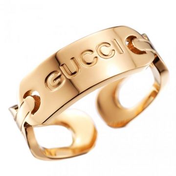 Replica Gucci Women's Brand Logo Gold Opening Ring Adjustable For Sale