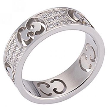 Replica Gucci Icon Stardust GG Cutwork Engraved Diamonds 925 Silver Ring Three Size Good Reviews 163043 J8540 9066