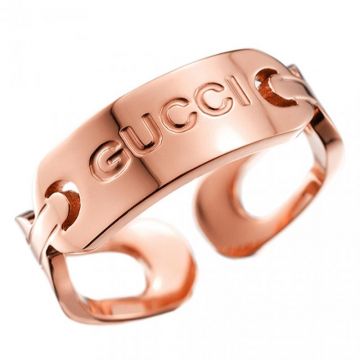 Latest Gucci Rose Gold Brand Logo Cutwork Opening Ring Adjustable Size Promotion Present