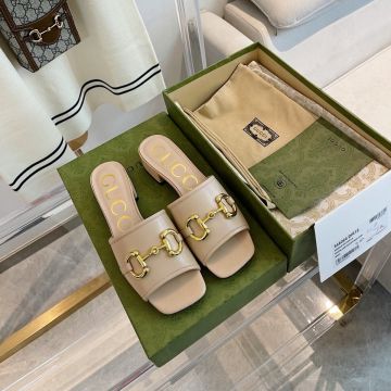 Summer Fashion Classic Horsebit Motif Golden Hardware Tan Leather Mid-heel - Women's  Gucci Square Toe Slide Sandal