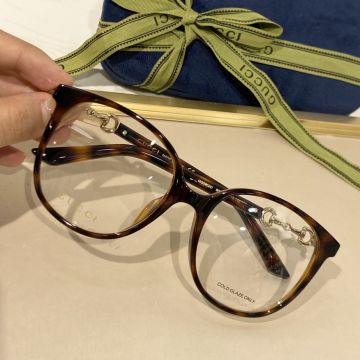 Gucci Yellow Gold Plated Horsebit Temples Tortoise Frame Ladies Cat Eye Style Clear Lens Eyewear Sale Online