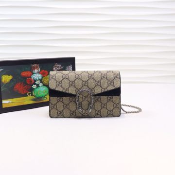 High End Supreme Beige GG Canvas Black Suede Detail Dionysus—Fake Gucci Archive Design Women'S Super Mini Bag