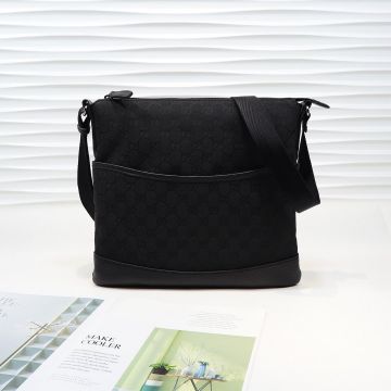 Faux Gucci GG Supreme Canvas Black Look Leather Trim Zip Closure Nylon Strap Ladies Classic Messenger Bag