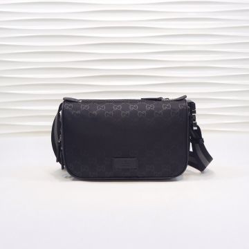 Classic Black Double G Jacquard Nylon Black-Grey Web Release Buckle Strap GG Supreme—Replica Gucci Men'S Low Profile Waist Bag