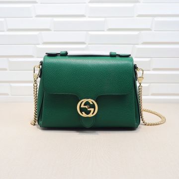 Fake Gucci GG Marmont Green Leather Detachable Chain Shoulder Strap Top Handle Shoulder Bag For Ladies