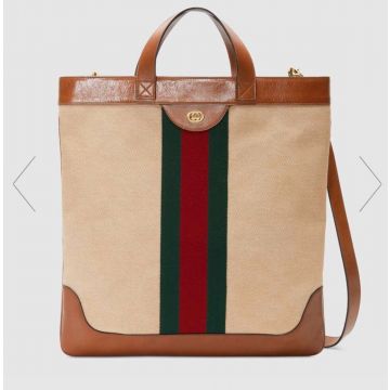 Top Sale Beige Canvas Red-Green Web Detail Top Handle Adjustable Straps— Gucci Large Vintage Tote Bag For Ladies 