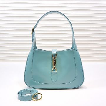  Gucci Jackie 1961 Collection Light Blue Leather Gold Hardware Adjustable Top Handle Small Shoulder Bag For Gentle Lady