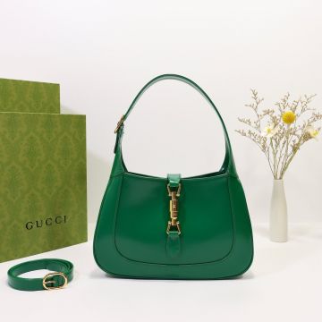 Hot Selling Green Leather Gold Piston Close Top Handle Jackie 1961 Collection—Copy Gucci Ladies Small Shoulder Bag