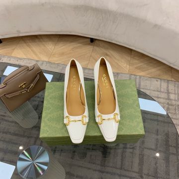  Gucci Golden-toned Horsebit White Mirrored Leather Mid Kitten Heel  Pumps For Ladies 2022 Price List
