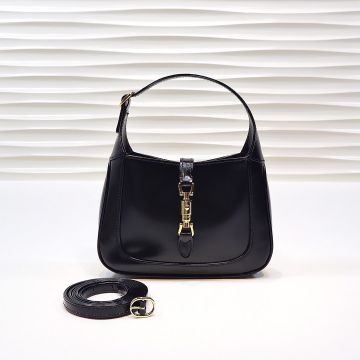 Replica Gucci Jackie 1961 Collection Black Leather Piston Closure Detail Long Shoulder Strap Design Women'S Mini Shoulder Bag