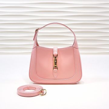 High End Pink Leather Open Design Piston Closure Top Handle Jackie 1961— Gucci Mini Shoulder Bag For Ladies