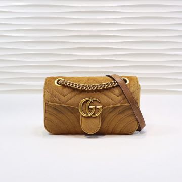 Clone Gucci GG Marmont Ginger Goose Down Look Quilted Design Gold Logo Spring Closure Flap Detail Ornate Women'S Mini Shoulder Bag