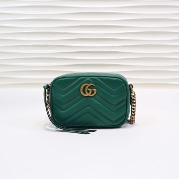 Good Review Emerald Wavy Quilted Leather Gold Hardware Back Double G Print GG Marmont— Gucci Gorgeous Bag For Female