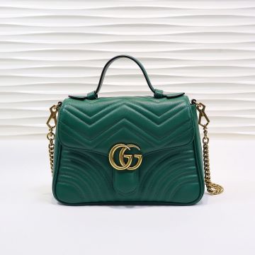 Best Website Green Wave Quilted Leather Flap Brass Double G Back Heart GG Marmont— Gucci Vintage Women'S Small Tote