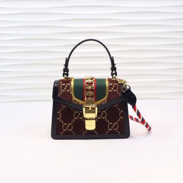 Niche Yellow GG Camel Suede Black Leather Trim Decorated Gold Trim Red-Green Web Detachable Straps Sylvie -  Gucci Ladies Handle Bag