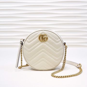 Good Review White Wavy Quilted Leather Top Zip Gold Double G Detail GG Marmont—Imitated Gucci Cute Women'S Mini Shoulder Bag