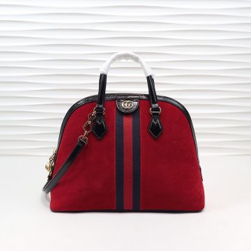 High Quality Golden GG Logo Striped Detail Red Suede Bag Black Trim Ophidia -  Gucci Female Handbag Shop