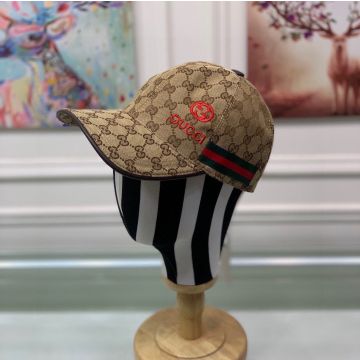 Replica Top Sale Gucci Interlocking GG Fashion Letter Embroidery & Web Band Detail Supreme Canvas Baseball Cap For Men/Women