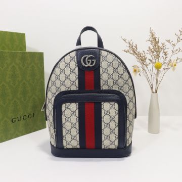 For Sale Beige-Blue GG Supreme Canvas Blue-Red Web Double G Leather Label Ophidia Small Backpack-Imitated Gucci Unisex Backpack