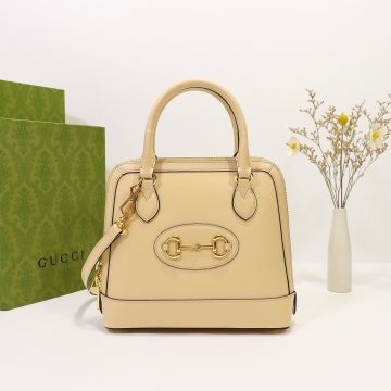 Top Quality Beige Leather Extended Zip Closure Horsebit 1955 Collection Tote Bag—Imitated Gucci Small Crossbody Bag For Ladies