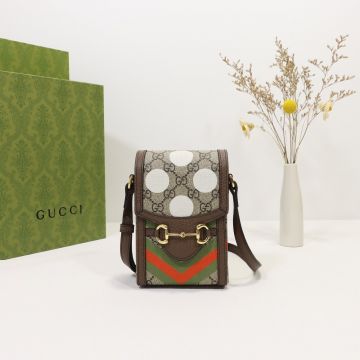 Top Quality Colorful Geometric Print GG Supreme Canvas Brown Trim Horsebit 1955 Mini Bag — Replica Gucci Women'S Crossbody Bags
