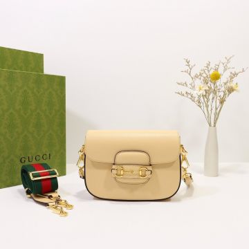 Best Website Beige Leather Flap Design Gold Details Horsebit 1955 Series Mini Bag—Gucci Gentle Style Women'S Handbag 
