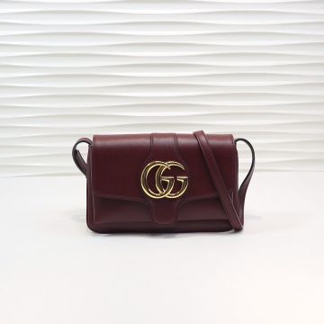 Discounted Burgundy Leather Flap Design Gold Supreme GG Adjustable Strap Arli Collection—Gucci Classic Small Shoulder Bag For Ladies 