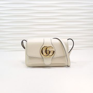 Replica Gucci Arli Collection Jumbo GG Logo White Leather Double Compartment Women'S Small Flap Shoulder Bag 550129 0V10G 9022