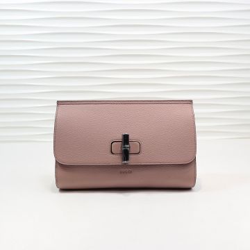 Cheapest Nude Pink Soft Cowhide Flap Palladium Material Swivel Lock Bamboo Daily Collection—Clone Gucci Classic Ladies Banquet Bag
