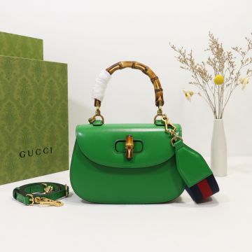 Top Sale Green Smooth Leather Single Handle Swivel Lock Flap Red-Blue Web Bamboo 1947 Shoulder Bag— Gucci Women'S Small Tote Bag 