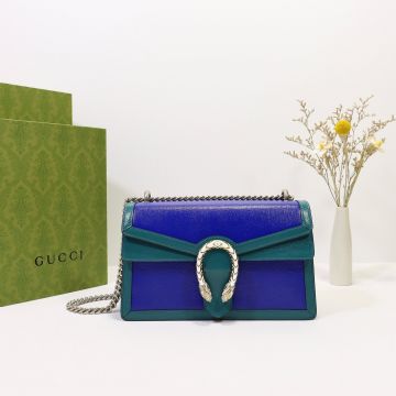 Top Quality Blue Leather Green Trim Flap Design Double Tiger Head Detail Closure Dionysus— Gucci New Small Shoulder Bag For Ladies
