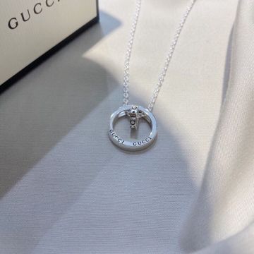 Copy Gucci Double Loops Brand Logo Model Hot Selling Women's 925 Sterling Silver Necklace Summer Fashion Jewerly