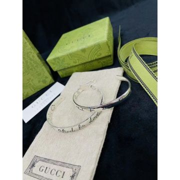 Replica Gucci Blind For Love Engraved Eye/Heart/Bird/Flower Sterling Silver Cuff Bracelet‎ Unisex 455242 J8400 0701