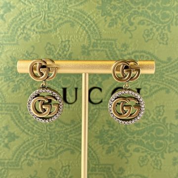Replica Gucci Ladies Brass Double G Diamond Frame Pendant Vintage Earrings Hot Selling Jewelry
