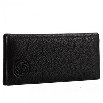 Gucci cowhide Textured Black Leather Long Wallet Male Singapore Bi-Folding Design With cardholder pockets 