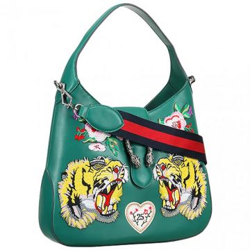 Best Gucci Dionysus Tiger & Flower Pattern Silver Buckle Womens Green Hobo Bag Sale USA